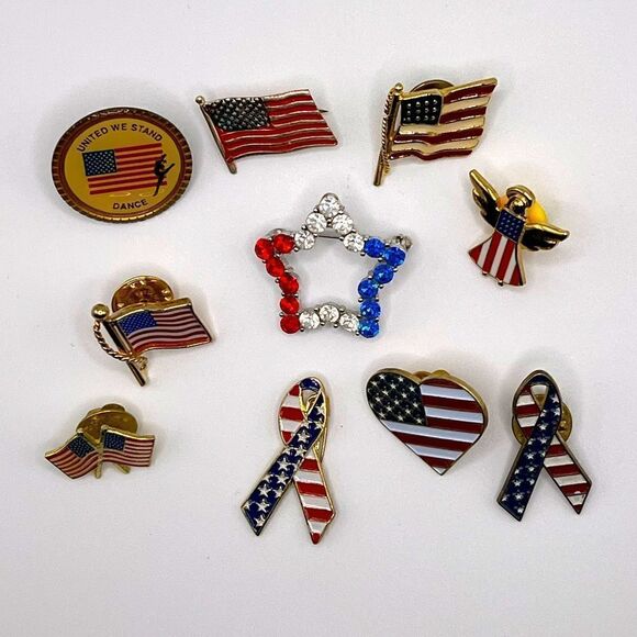 *3/$20* Vintage patriotic USA America pins- lot of 10 - Picture 2 of 2